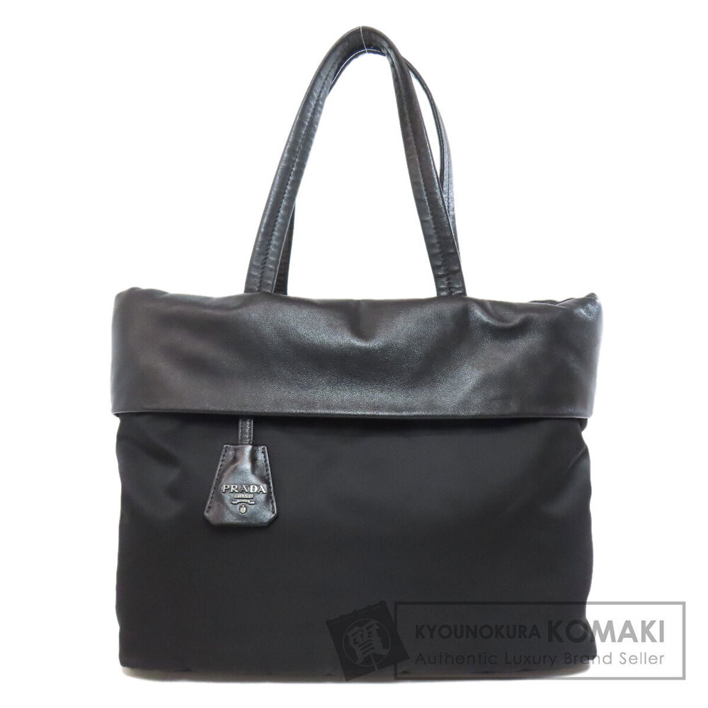 Prada Tessuto leather trim tote Shoulder bag Black